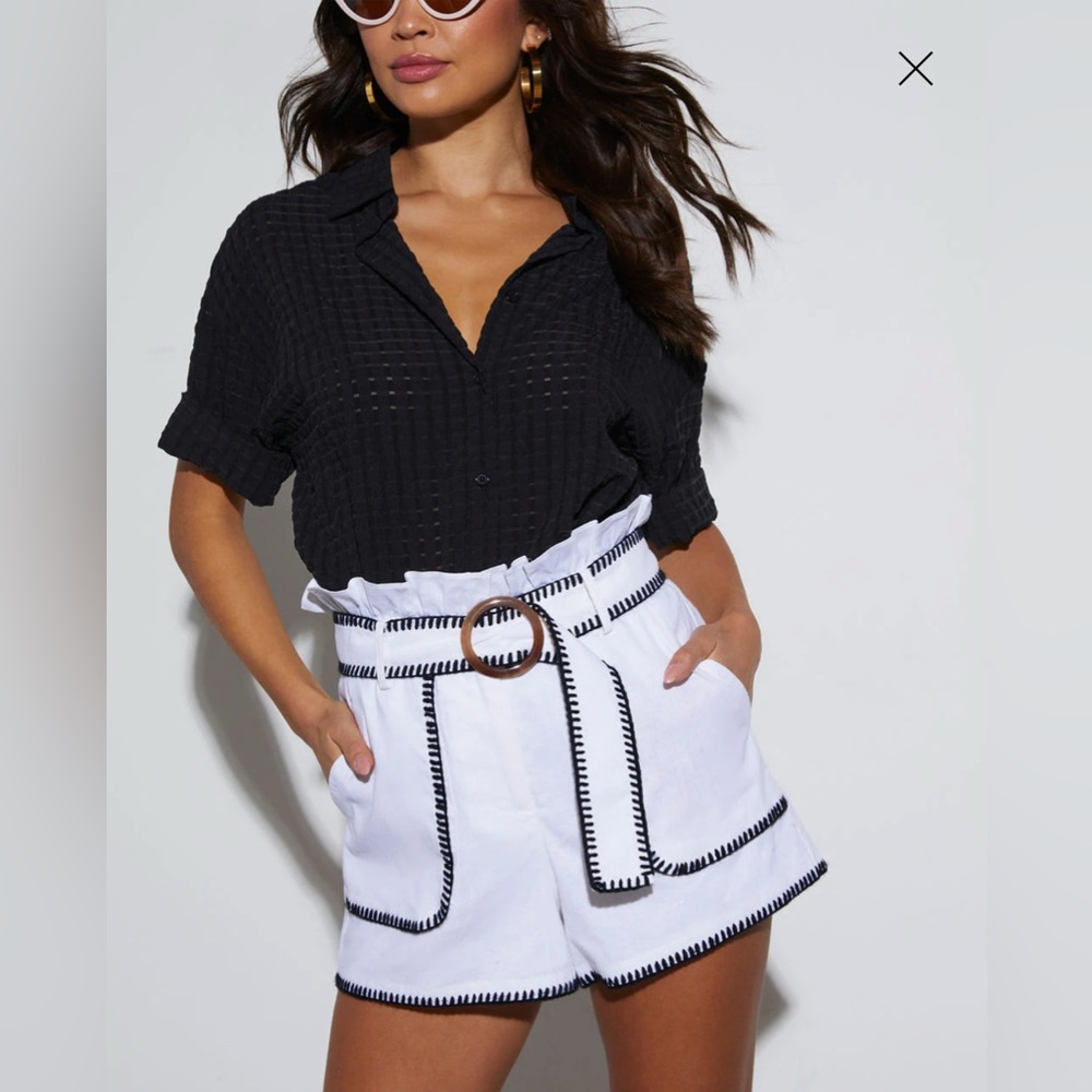 VICI NWOT High Waist White Shorts with Black Accents
